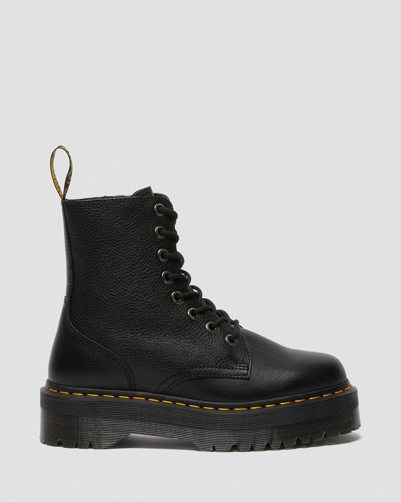 Men's Dr Martens Jadon Pisa Leather Platform Boots Black | AU 557WNB